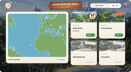 Mijn Nomade Reis: wereldkaart in de digitale leerlingomgeving
